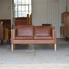 Mid-Century Danish Cognac Leather Loveseat, 1970s