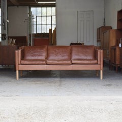 Mid-Century Danish Cognac Leather Sofa, 1970s