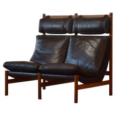 Mid-Century Danish Leather Loveseat with Oak Frame by Centrum Møbler, 1960s