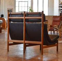 Mid-Century Danish Leather Loveseat with Oak Frame by Centrum Møbler, 1960s