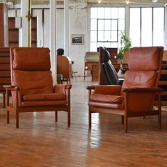 Illum Wikkelsø Highback Leather & Teak Chair