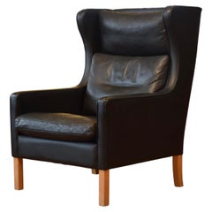 Black Leather Wingback Chair by Stouby