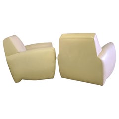 Pair Leather Lounge Chairs by Dakota Jackson