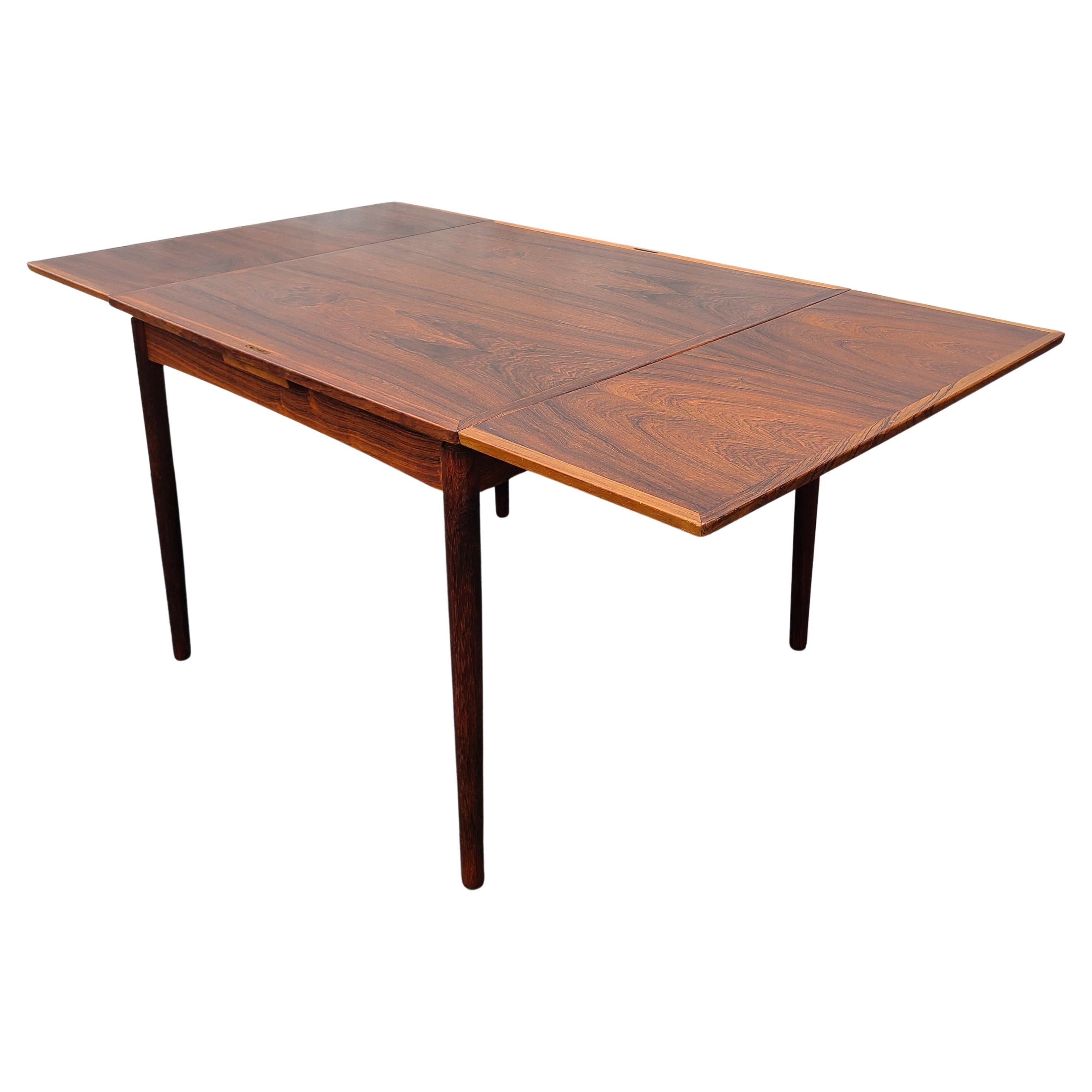Danish Rosewood Leather Dining Table Carlo Jensen for Poul Hundevad 1