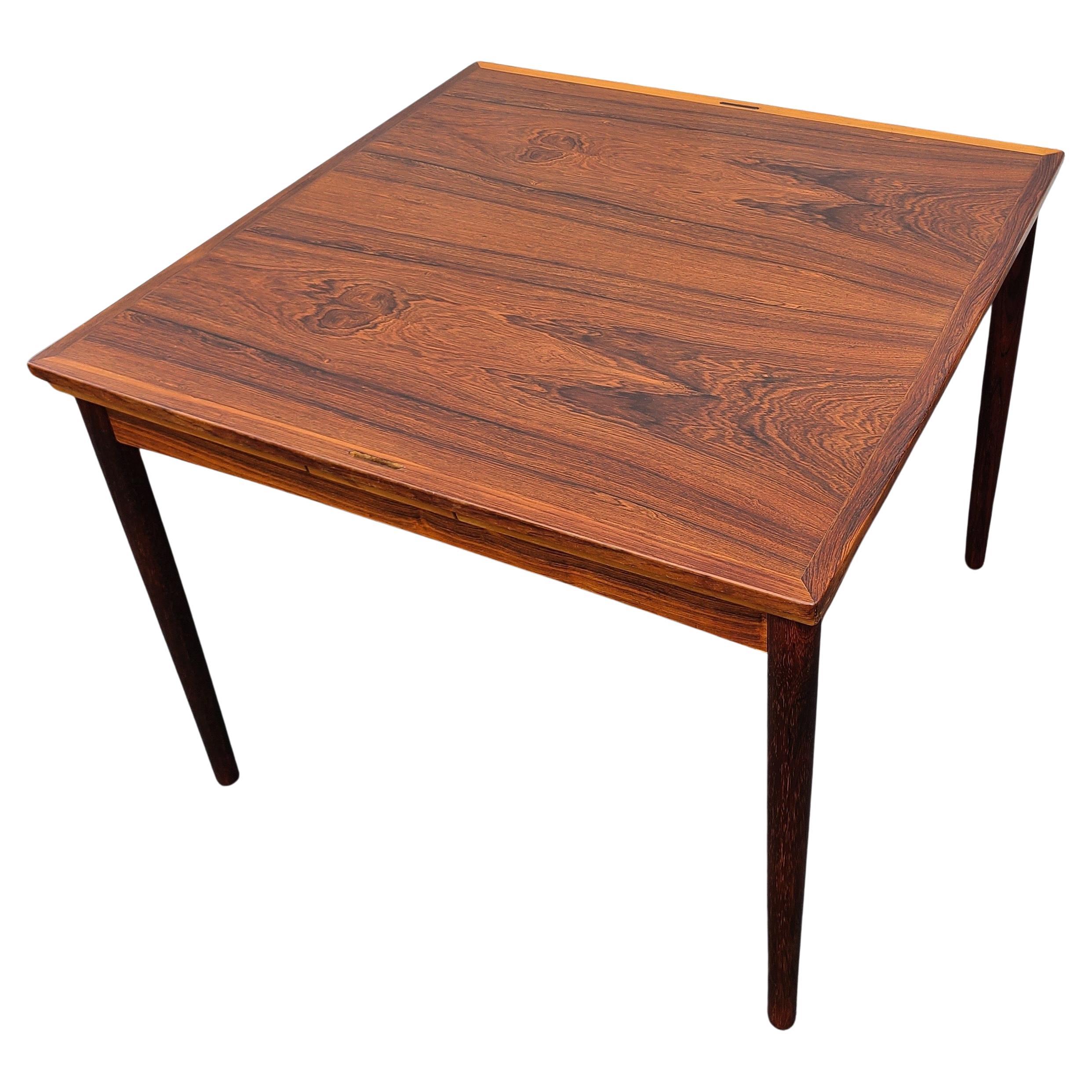 Danish Rosewood Leather Dining Table Carlo Jensen for Poul Hundevad In Good Condition In Fraser, MI