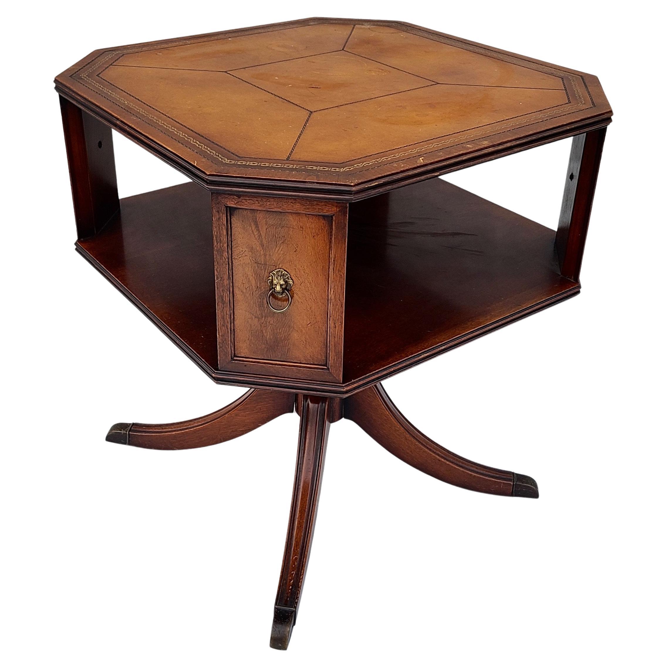 Leather Top Barrister's Side Table by Heritage For Sale