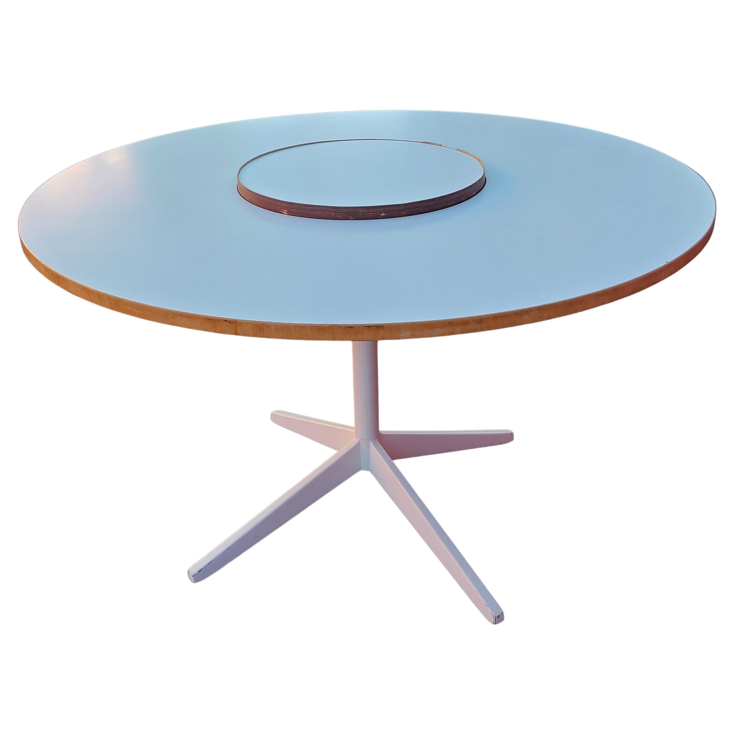 Rustic Antique Pine Table with Lazy Susan Center For Sale at 1stDibs