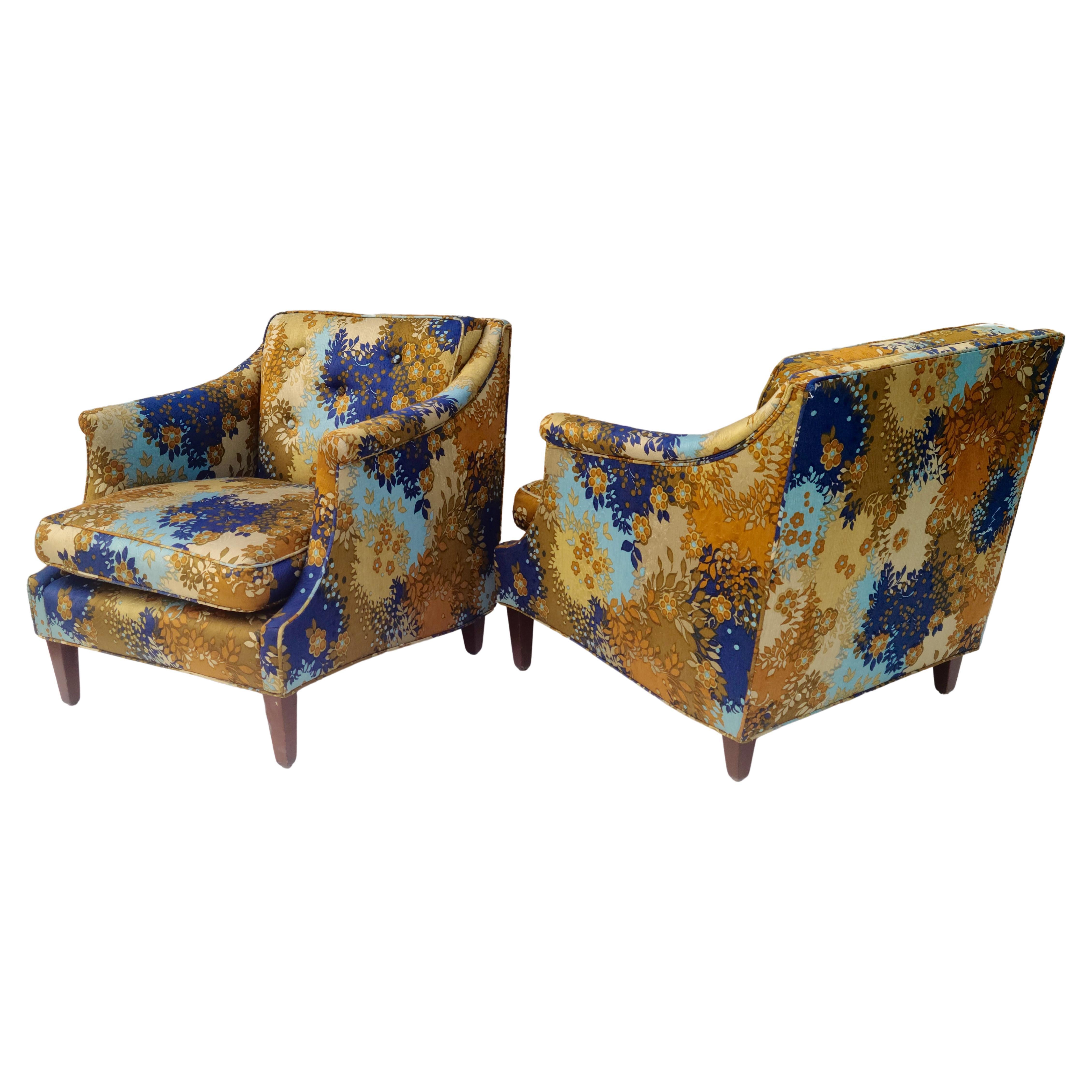 Pair Edward Wormley for Dunbar Lounge Chairs Rare Form For Sale
