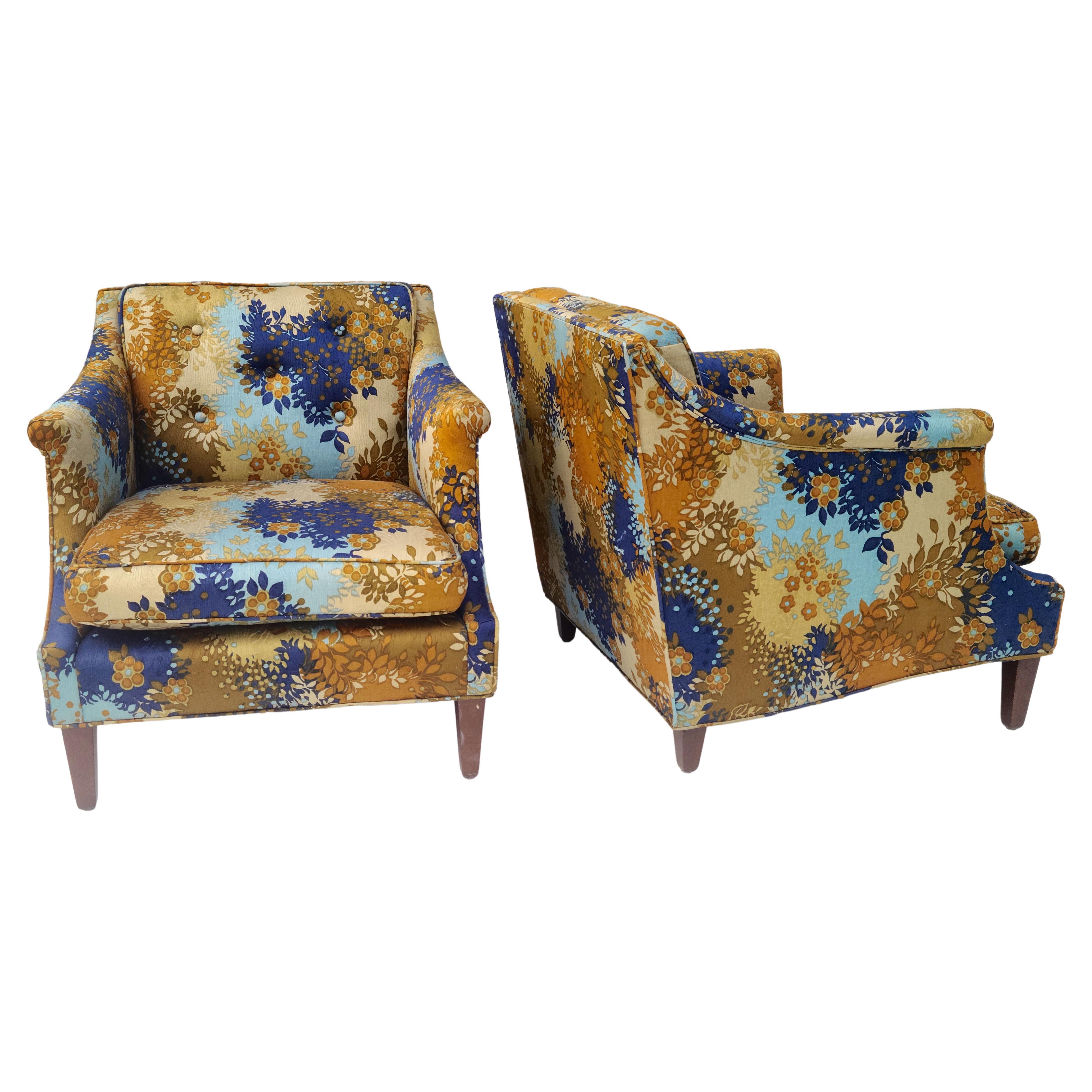 Pair Edward Wormley for Dunbar Lounge Chairs Rare Form In Good Condition For Sale In Fraser, MI