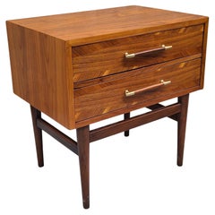 Walnut Brass Night Stand by Merton Gershun for American of Martinsville Dania