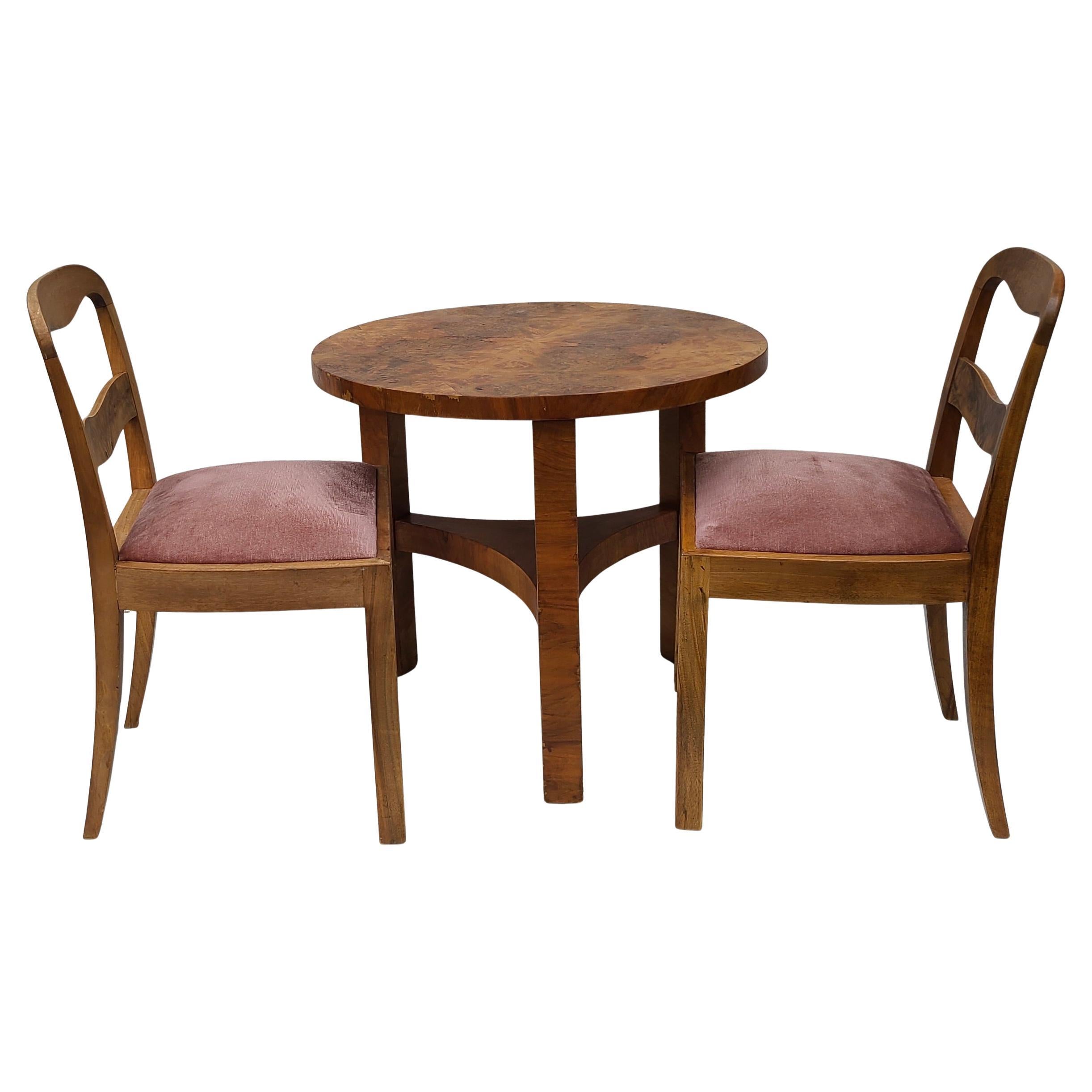 Streamline Deco Burl Dinette Set Pink Mohair For Sale 6