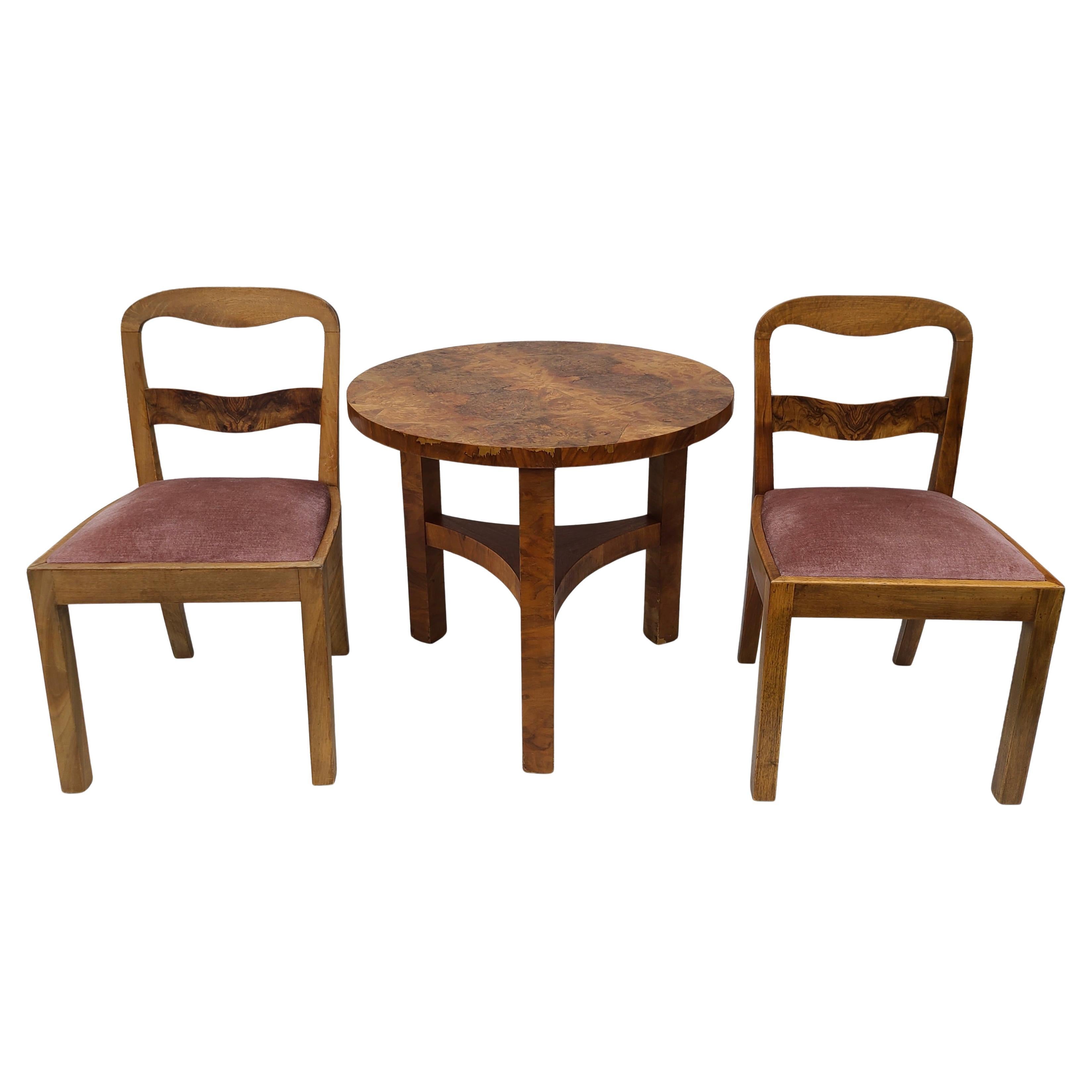 Streamline Deco Burl Dinette Set Pink Mohair For Sale 1