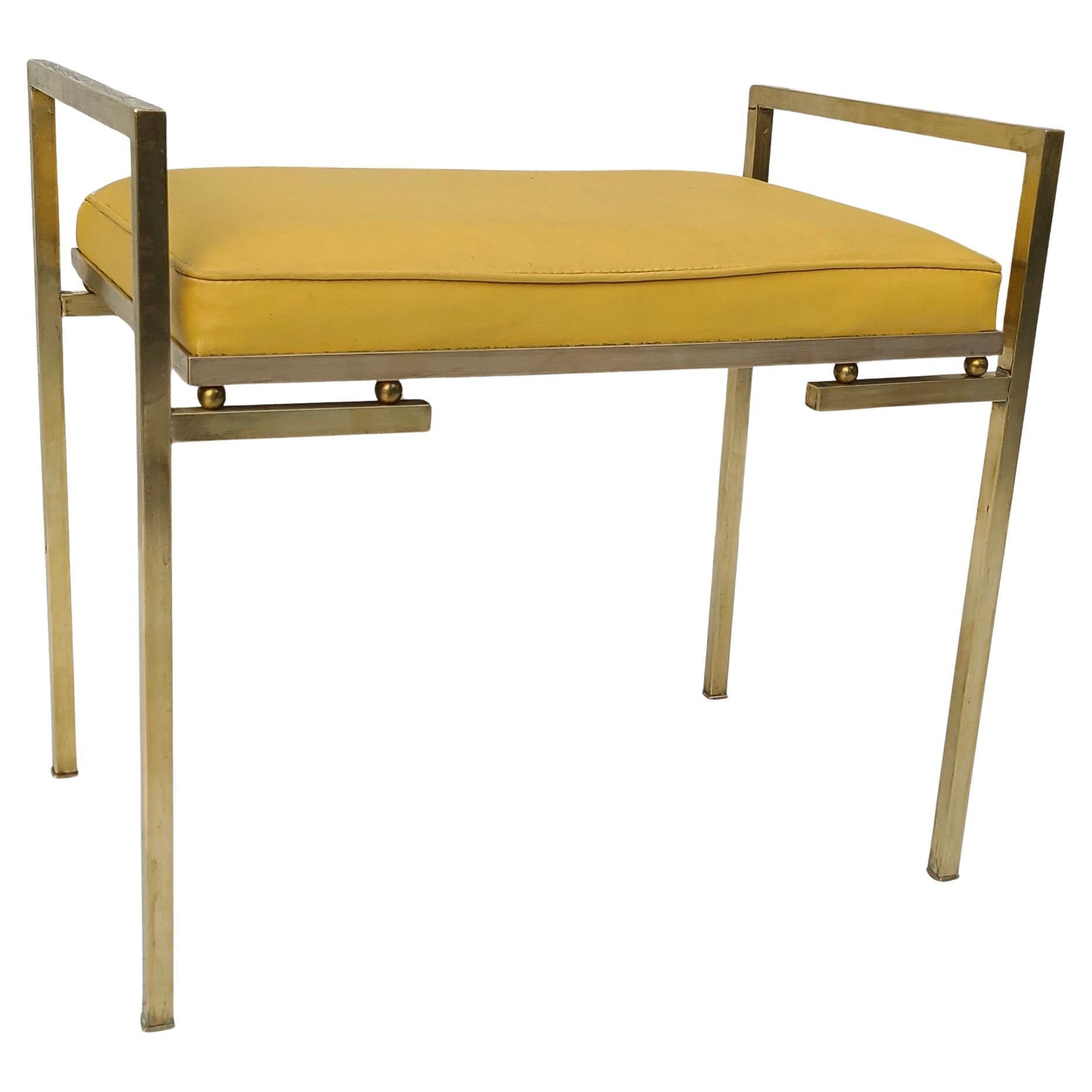 Small Brass Bench in the Style of Milo Baughman Dunbar For Sale