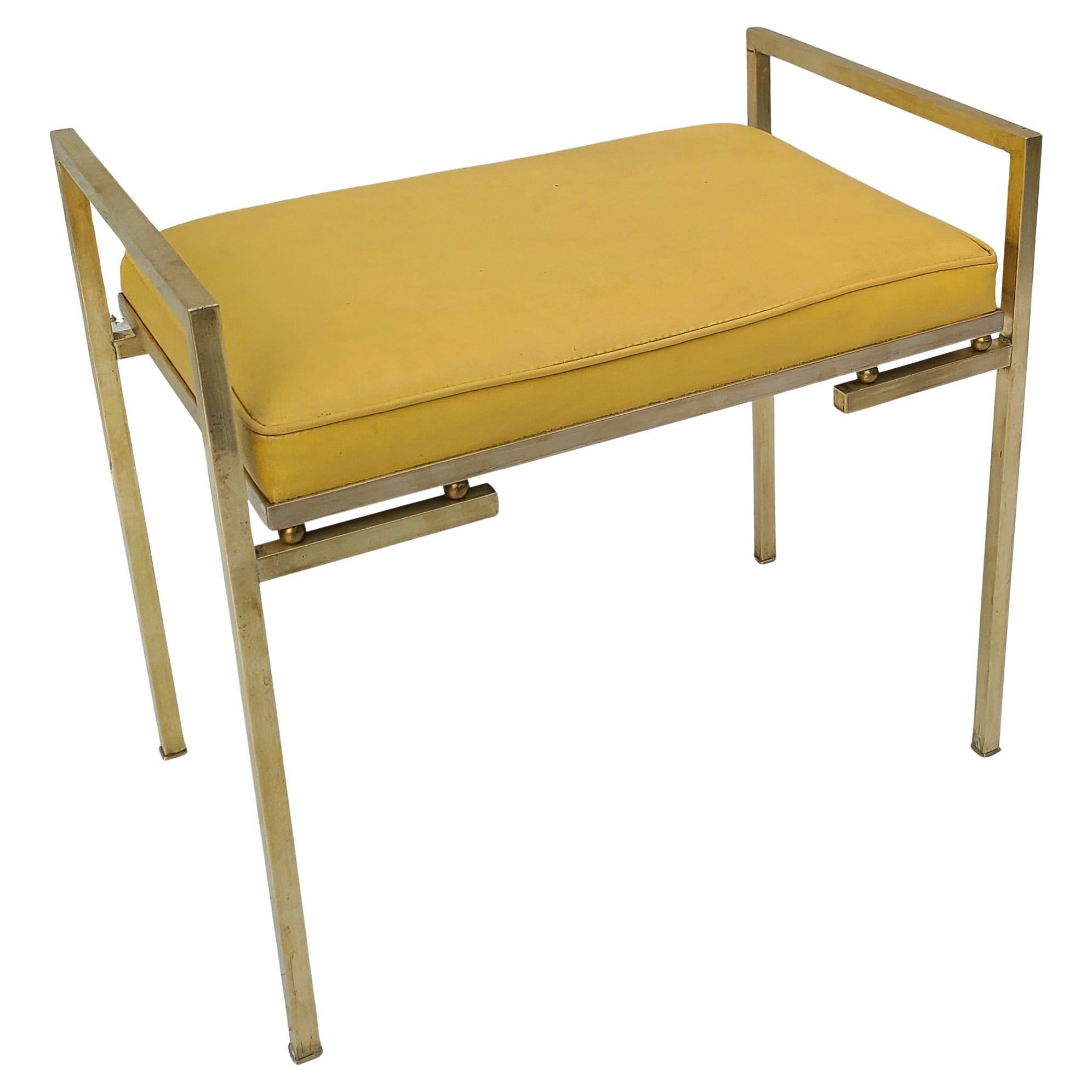Small Brass Bench in the Style of Milo Baughman Dunbar For Sale 10