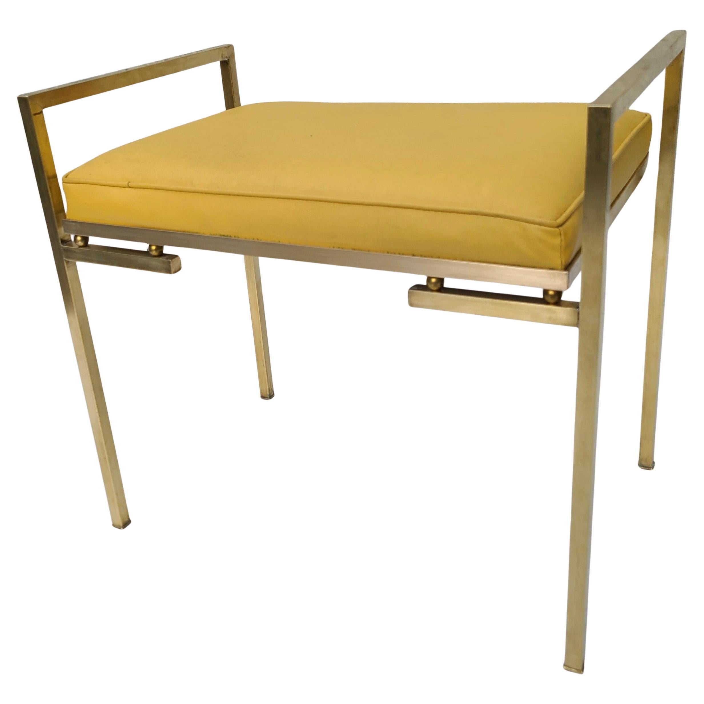 Small Brass Bench in the Style of Milo Baughman Dunbar For Sale 8