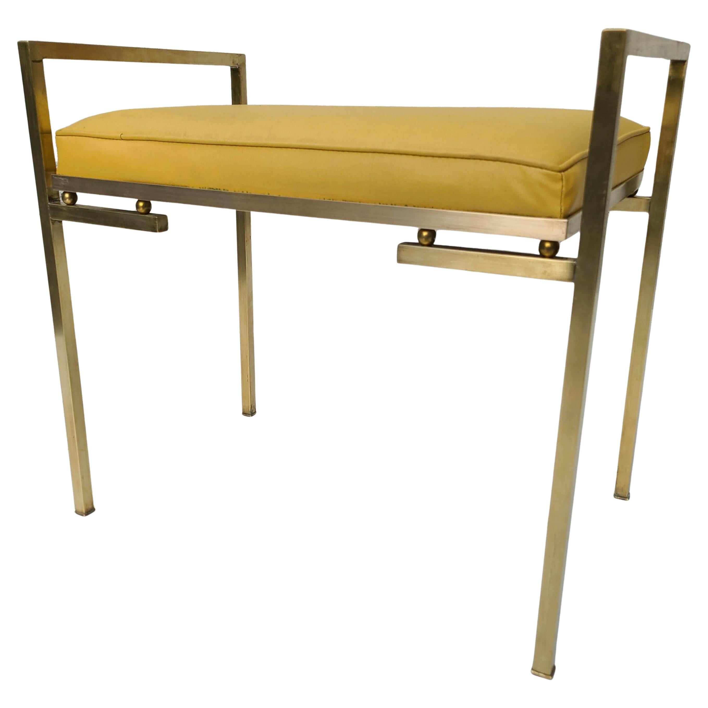 Small Brass Bench in the Style of Milo Baughman Dunbar For Sale 7