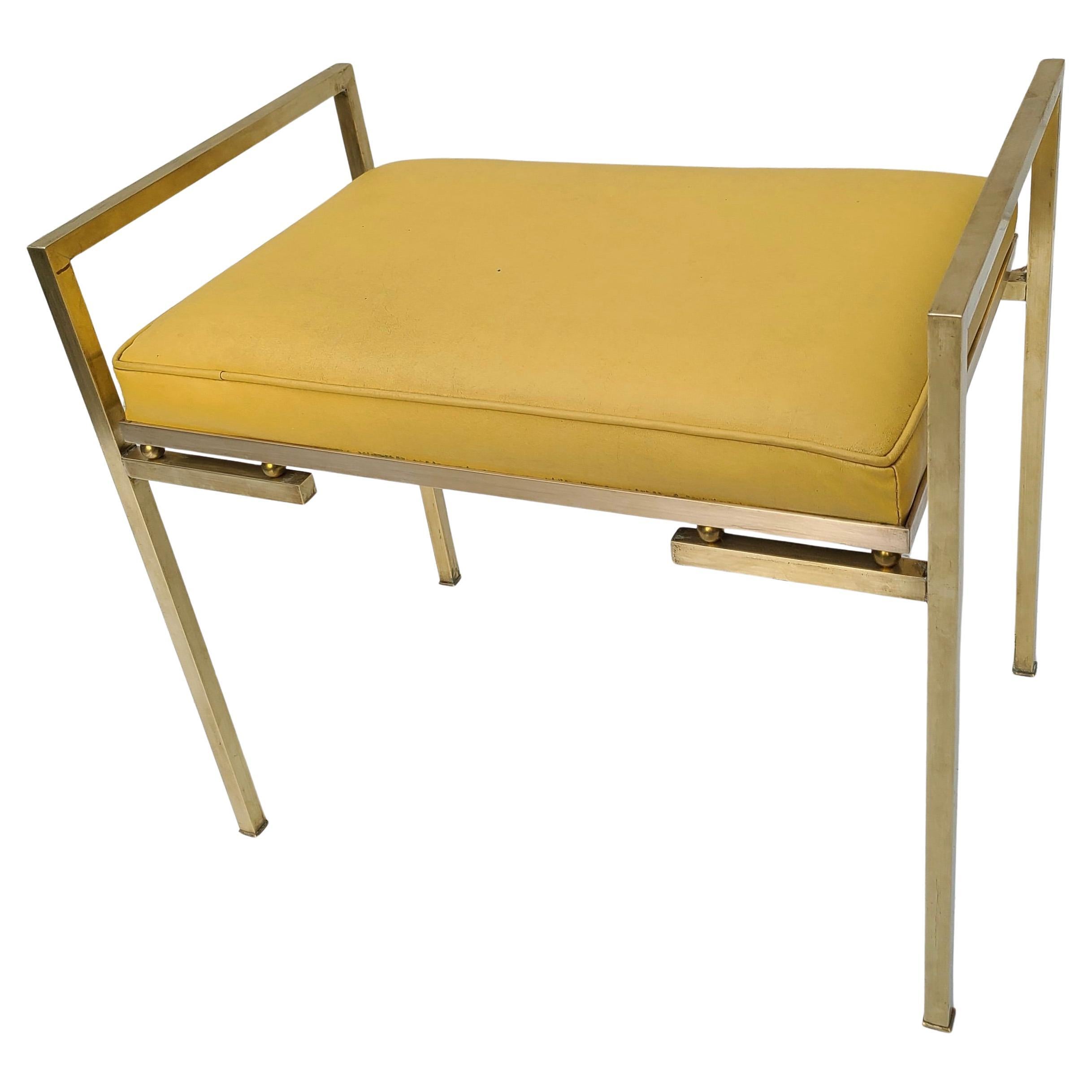 Small Brass Bench in the Style of Milo Baughman Dunbar For Sale 6