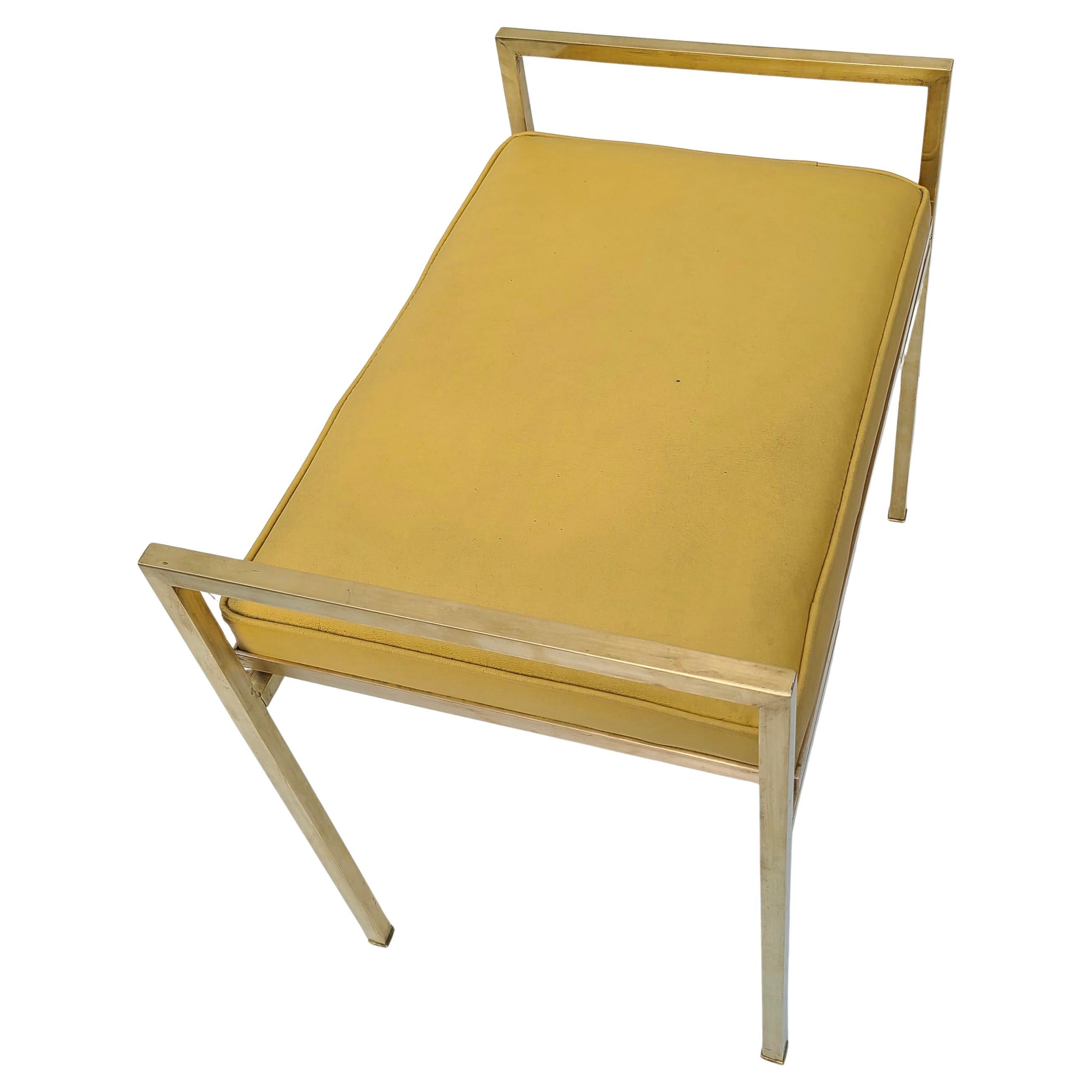 Small Brass Bench in the Style of Milo Baughman Dunbar For Sale 1