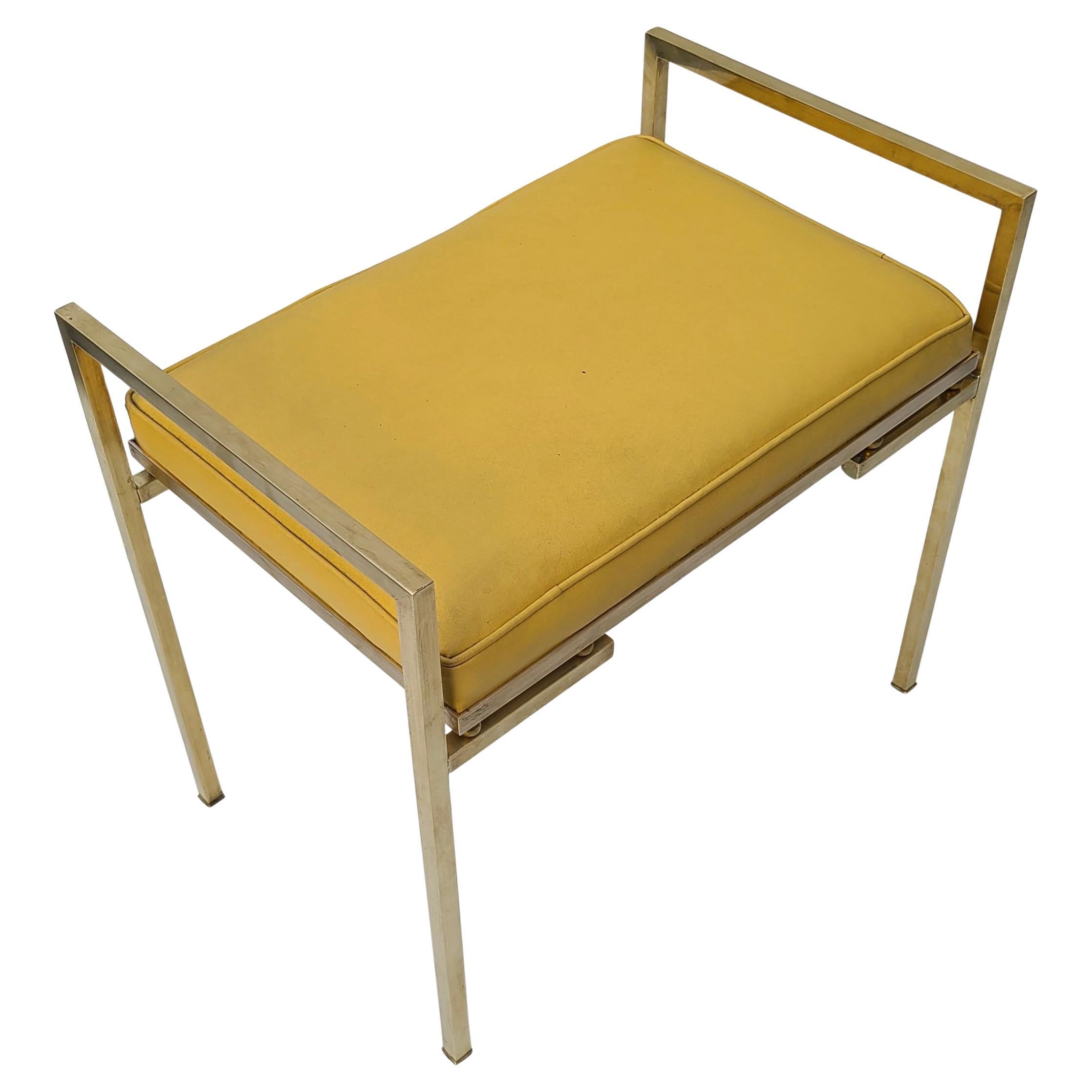 Mid-20th Century Small Brass Bench in the Style of Milo Baughman Dunbar For Sale