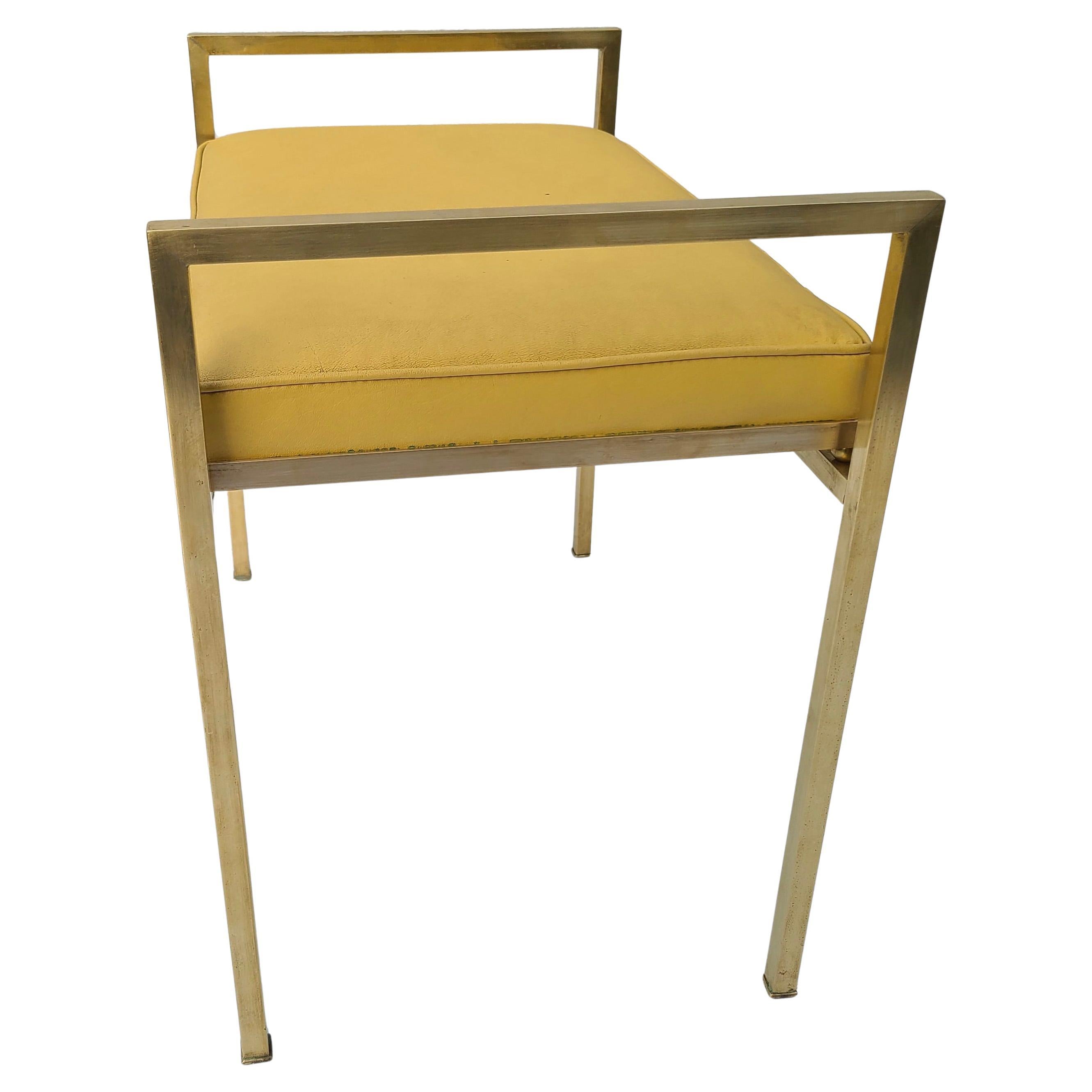 Small Brass Bench in the Style of Milo Baughman Dunbar For Sale 5