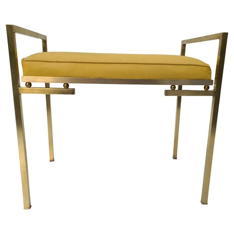Small Brass Bench in the Style of Milo Baughman Dunbar For Sale 11
