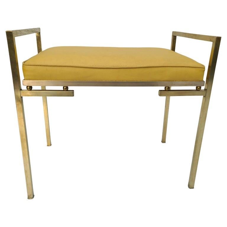Small Brass Bench in the Style of Milo Baughman Dunbar For Sale 12