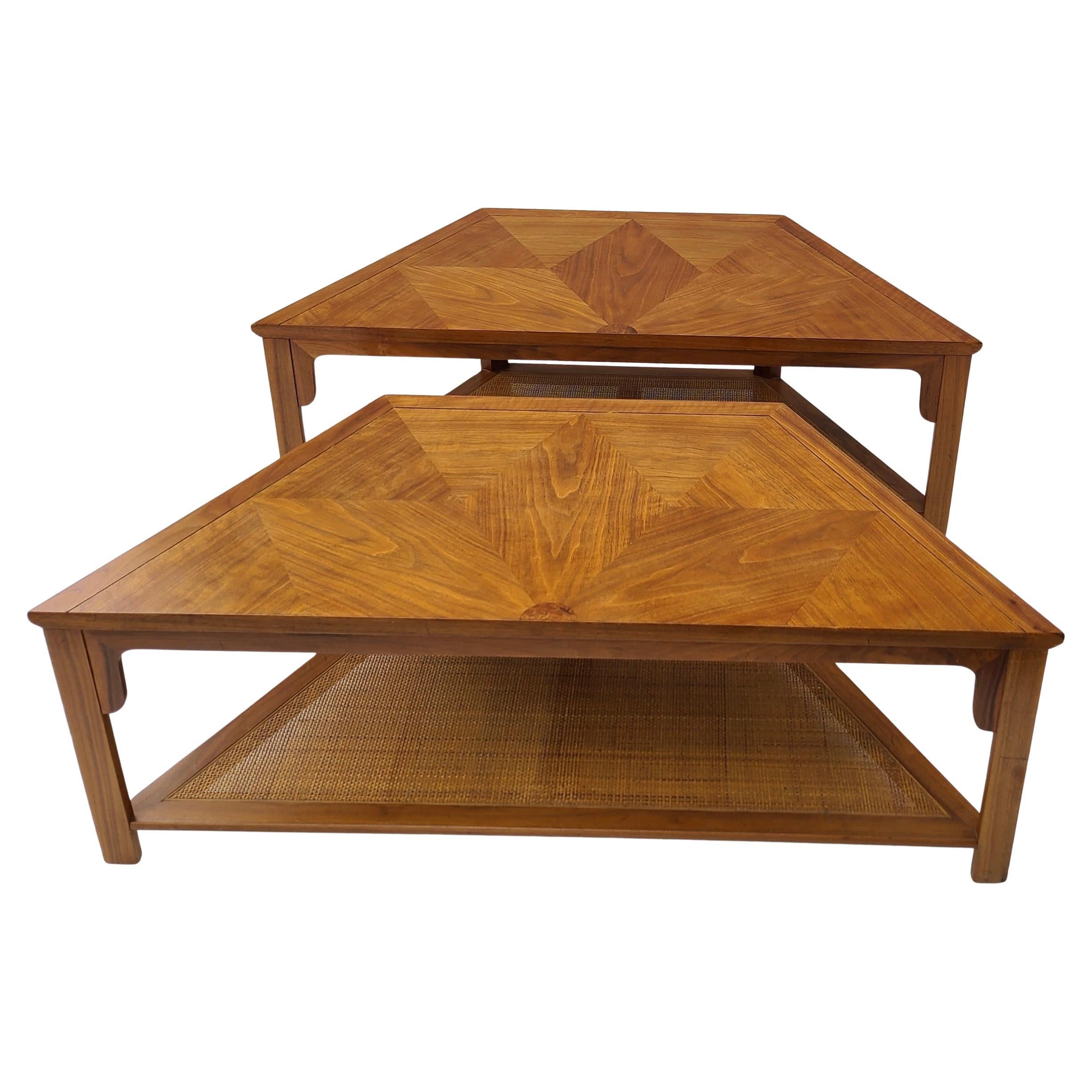 Baker Furniture Walnut and Cane Hexagon Coffee Table by Winsor White For Sale 8