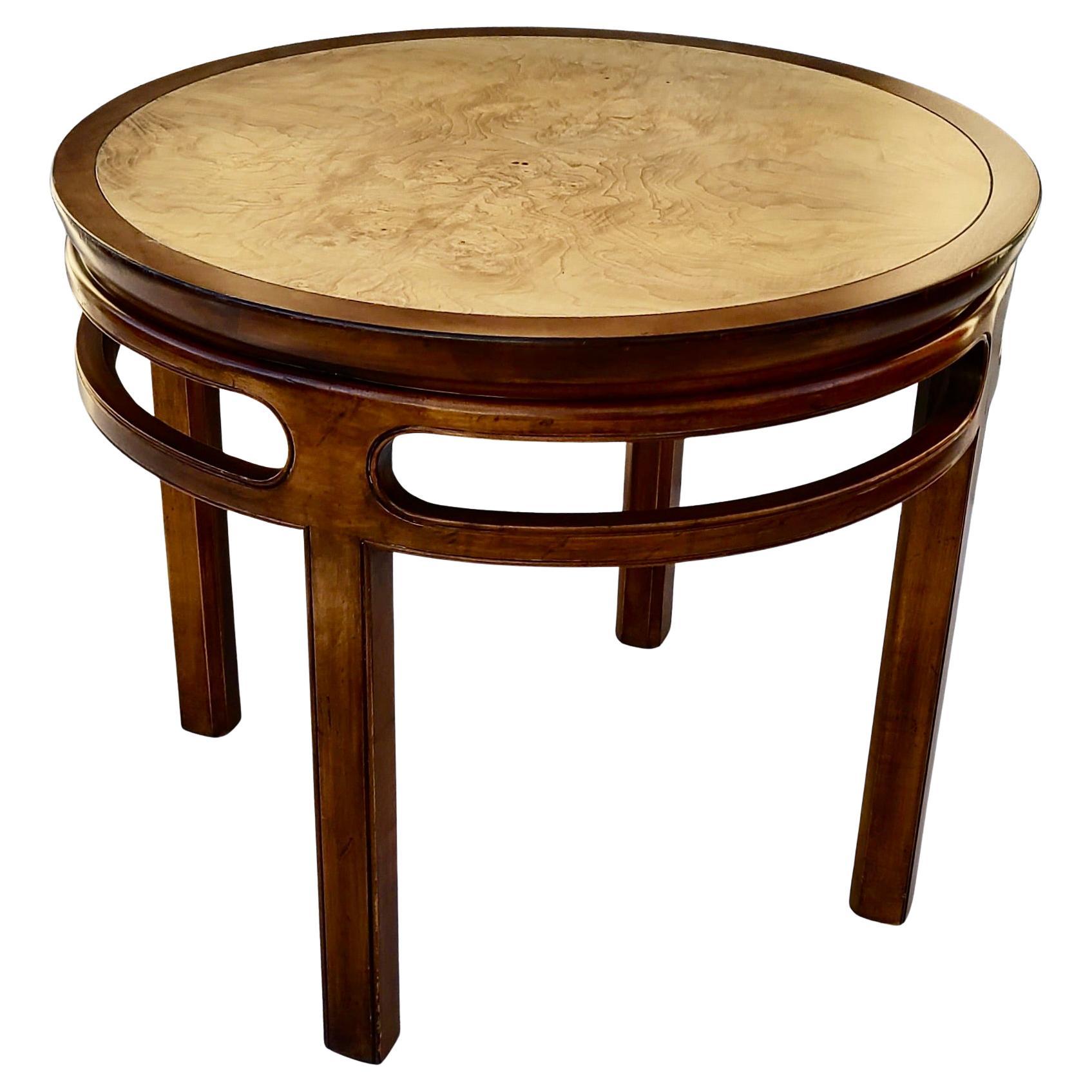Table de lampe Baker Far East Olivewood Burl (bois d'olivier) Michael Taylor