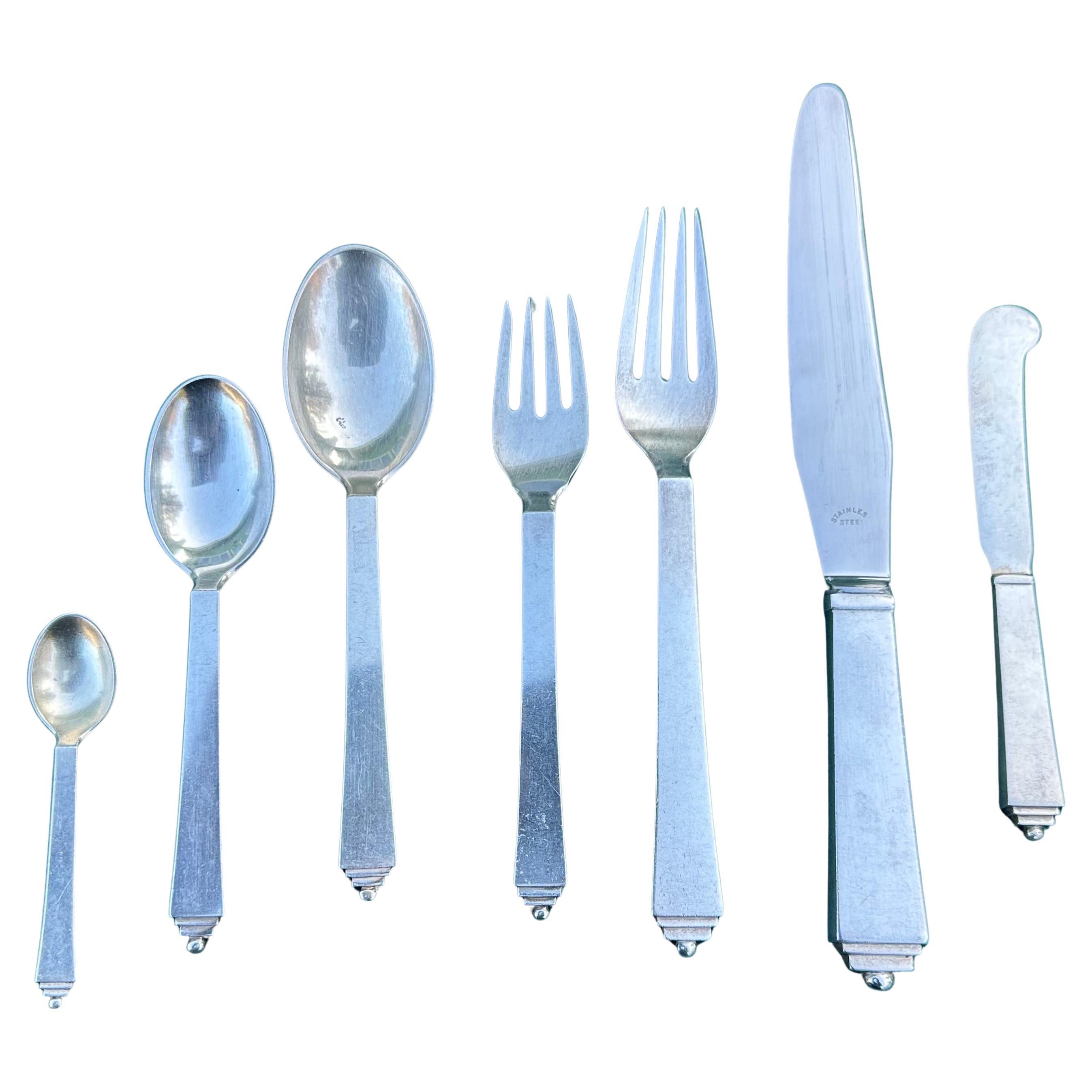 Pyramid by Georg Jensen Sterling Silver Flatware Set 87 pcs