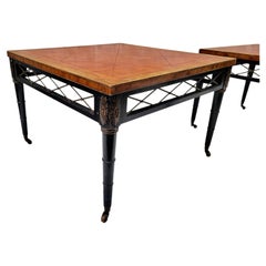Pair Neoclassical Leather Top End Tables by Kittinger