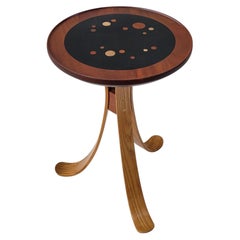 Pair Constellation Tripod Tables Walnut and Ash In the Style of Edward Wormley