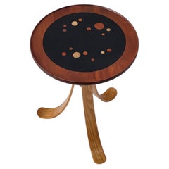 Pair Constellation Tripod Tables Walnut and Ash In the Style of Edward Wormley