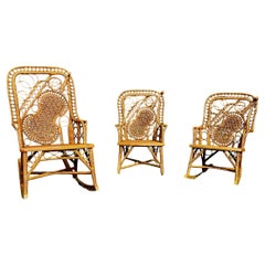 Antique Wicker Suite by Wakefield Rattan Co., Musical Motif, 1890s