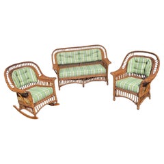A Three Piece Matching Suite of Antique Bar Harbor Style Wicker Furniture