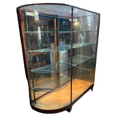 Pair C.1900 Bow Glass Sided Display Cabinets from an Upscale Boston Fashion Shop