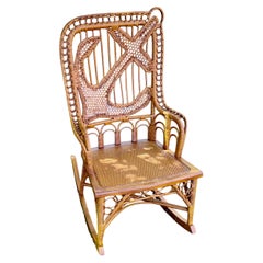 Antique Wicker Rocking Chair with very rare Nautical Design Motiif