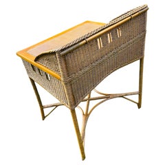 A Rare Natural Finished Caned Topped Arts and Crafts Style Wicker Desk