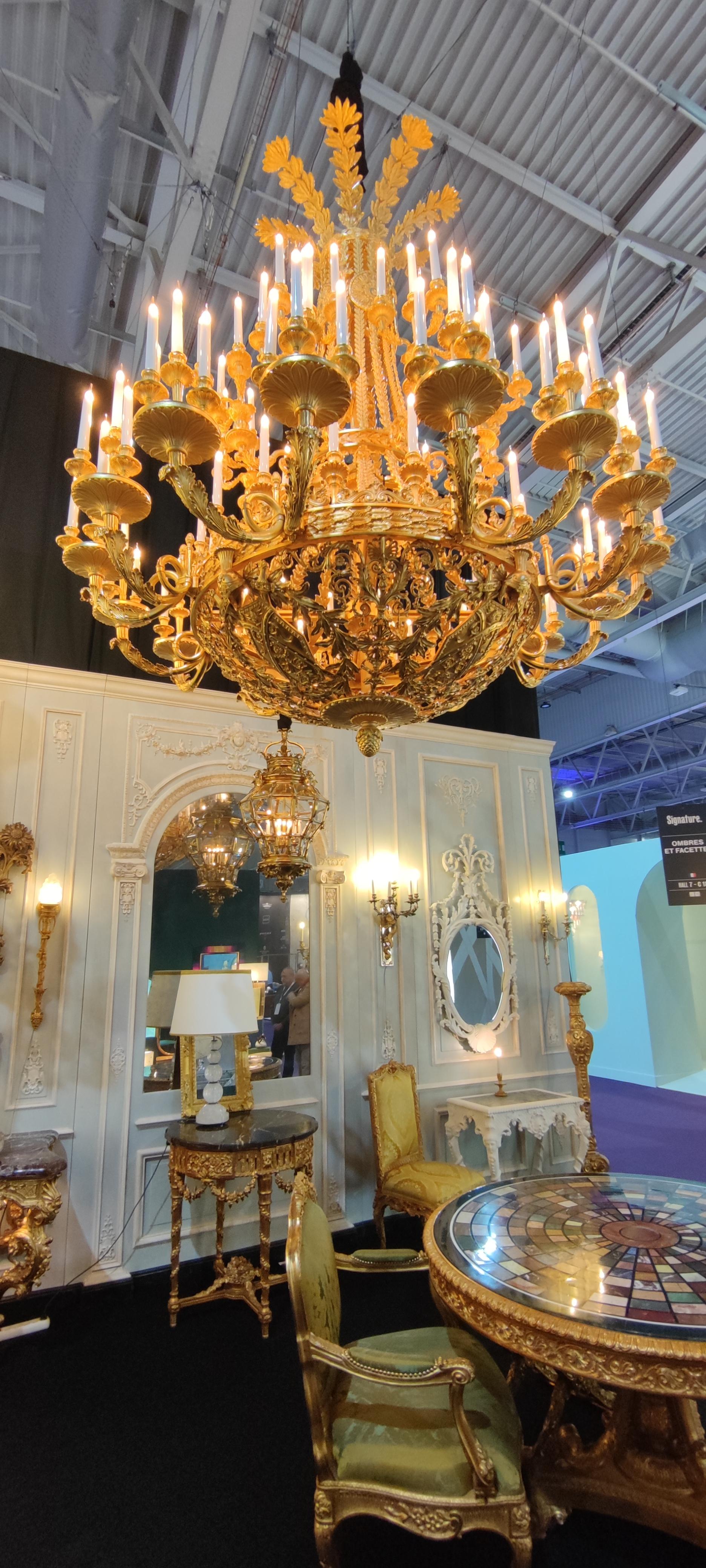 19th Hermitage Palace St Petersburg Chandelier 112 Lights Bronze gold 18k satin For Sale 7