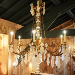 18th Century Style Varennes Chandelier with 6 Lights in Bronze and Crystal