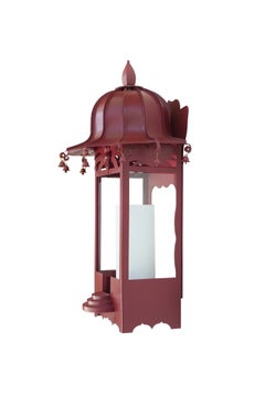 Chinese-style Pagode Wall lamp in red paint iron