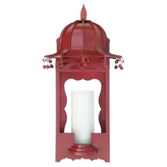 Chinese-style Pagode Wall lamp in red paint iron