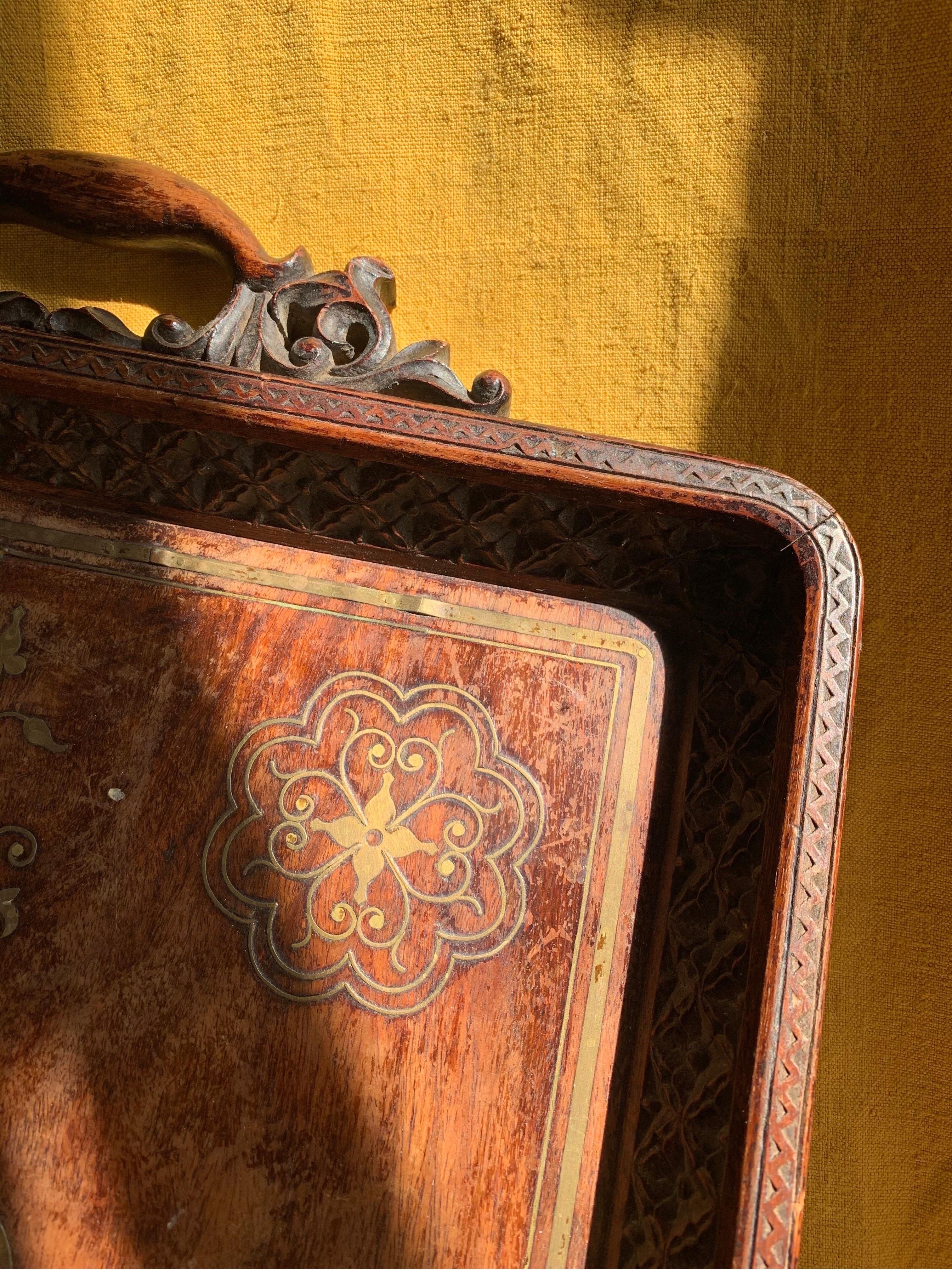 Early Twentieth Century Anglo Indian Inlaid Tray In Good Condition For Sale In London, GB