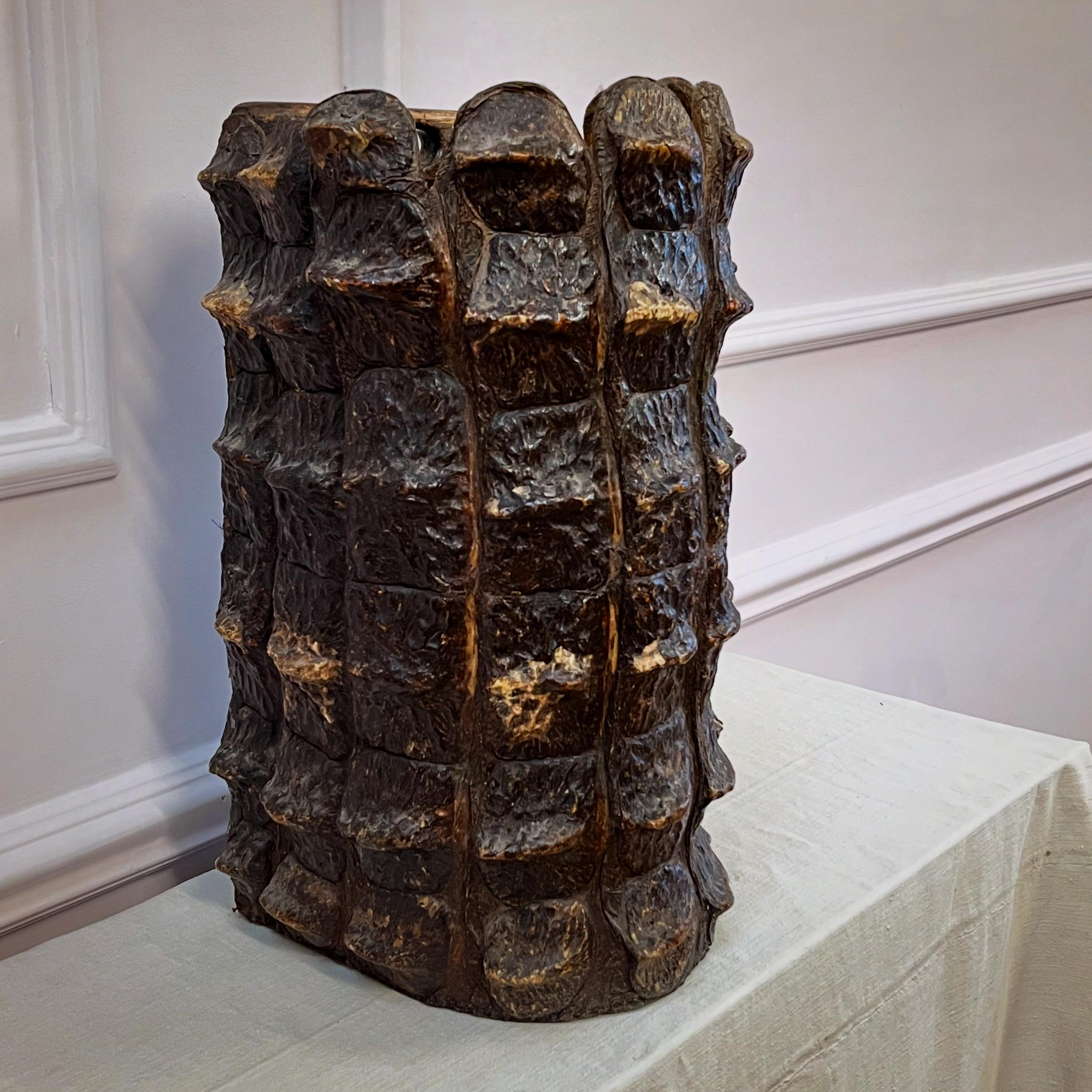 A rare alligator stick or umbrella stand , the skin forming a really pleasing bow shape, the back with cut out hand aperture to wooden board. 

 Attributed to Roland Ward 

Early Twentieth Century, English 

H 49 x W 27 x D 25 cms