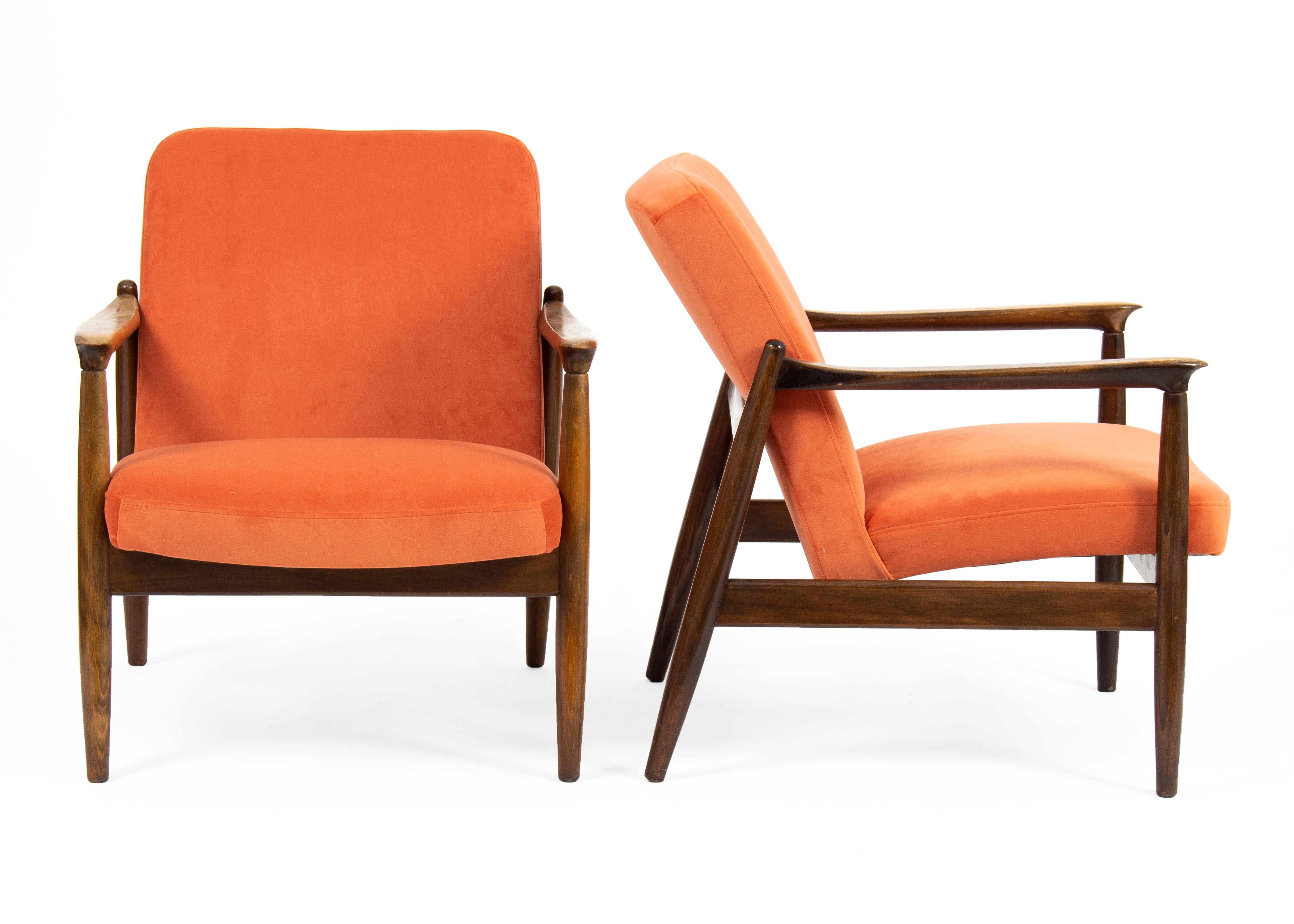 Mid-Century Modern armchairs designed by Edmund Homa in the 1960s in Poland.