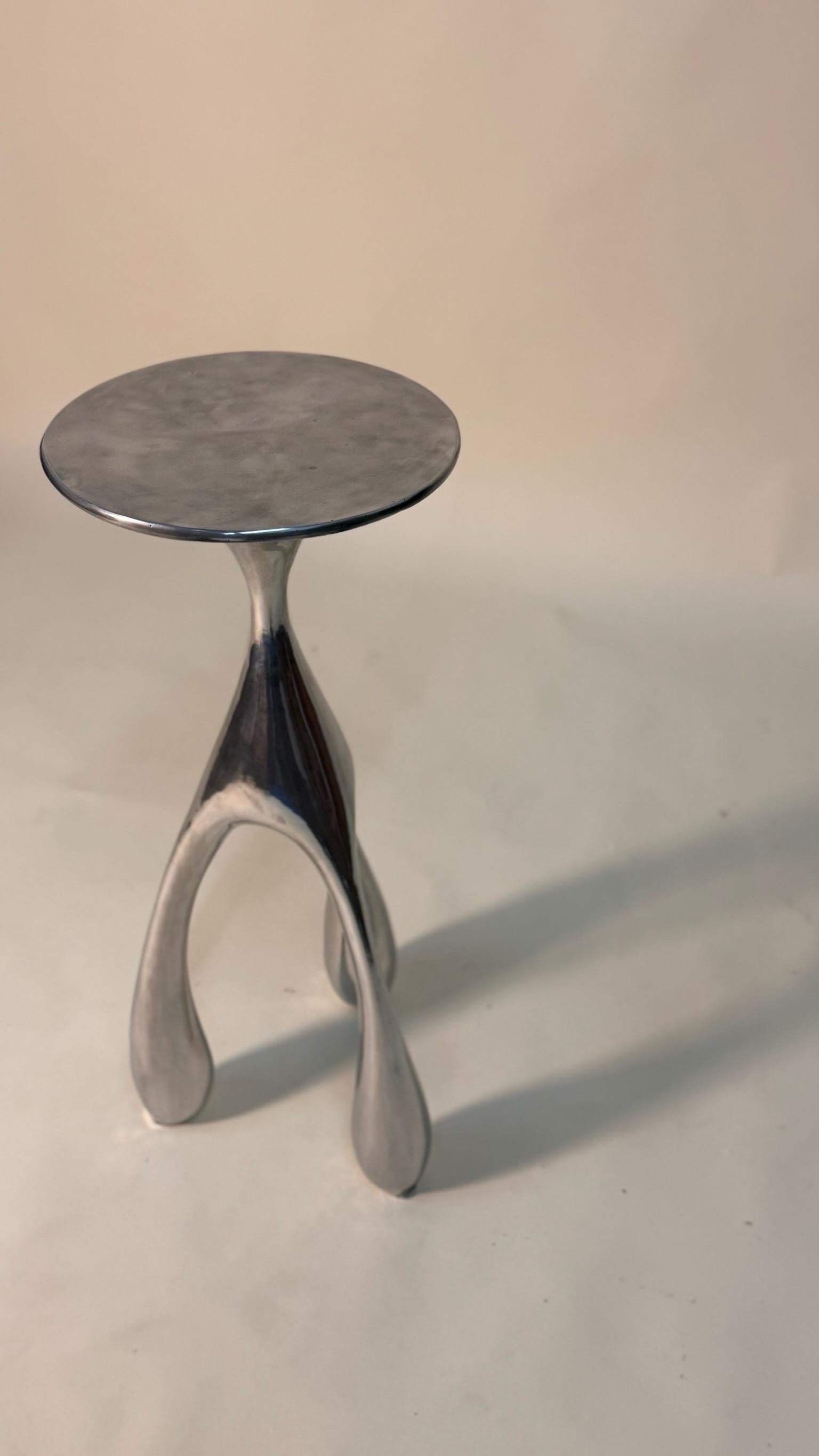 Organic Modern Organic Pedastal Side Table in Solid Cast Aluminum by Jordan Mozer For Sale