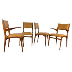 Rare ensemble de six chaises de salle à manger Carlo De Carli en noyer pour Singer and Sons