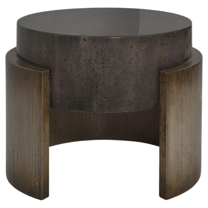 Side Table, Handmade Textured Lacquered Wood