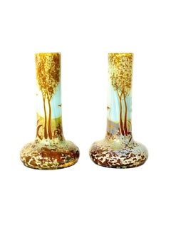 Pair of French Cameo Glass Soliflore Vases, Late 19th-Century