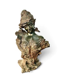 Alfred Jean Foretay Art Nouveau “Fraises au Champagne” Bust, circa 1900