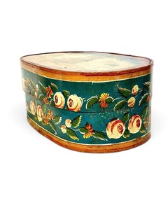 19th Century Austrian Folk Art Painted Wooden Marriage Box